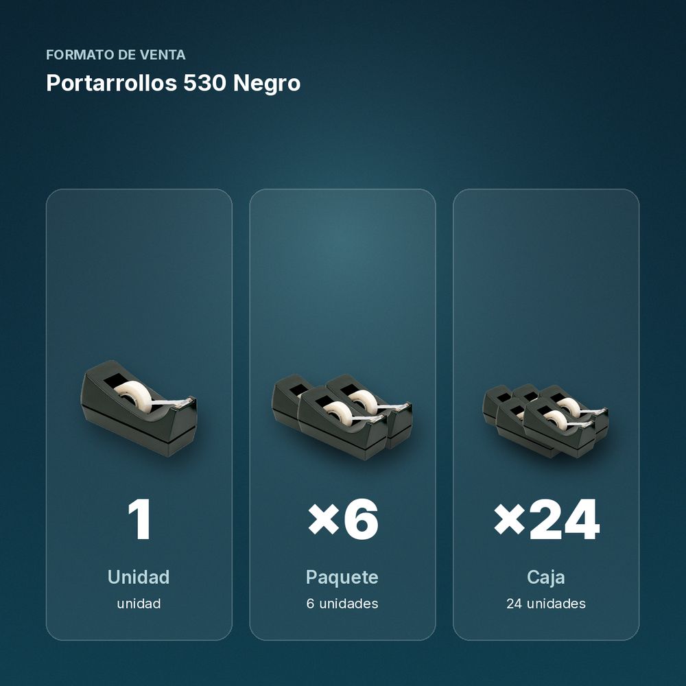PORTARROLLOS 530 NEGRO  - formato de venta: paquete de 6, caja de 24