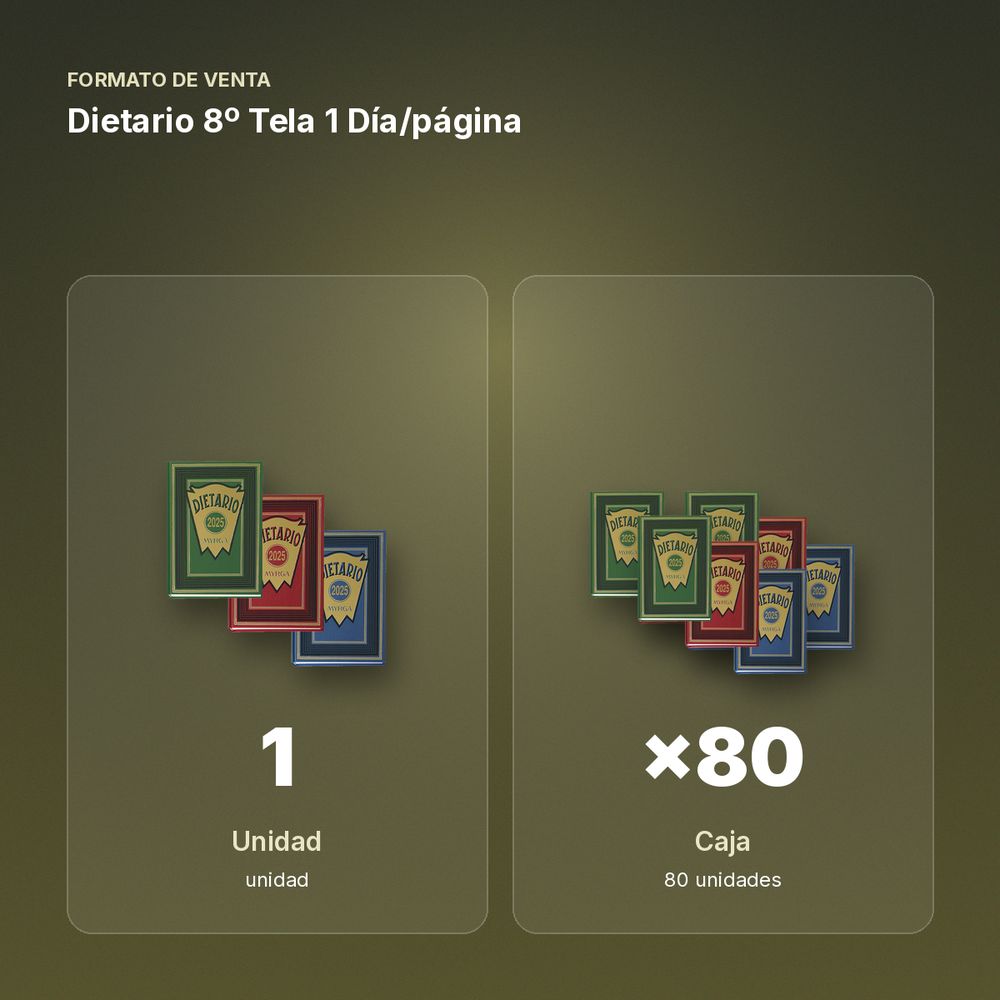 DIETARIO 8º TELA 1 DÍA/PÁGINA - formato de venta: caja de 80