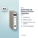 ARCHIVADOR DE PALANCA A4 GRIS JASPEADO - características principales