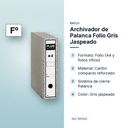 ARCHIVADOR DE PALANCA FOLIO GRIS JASPEADO  - características principales