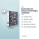 ARCHIVADOR DE PALANCA FOLIO NEGRO JASPEADO - características principales