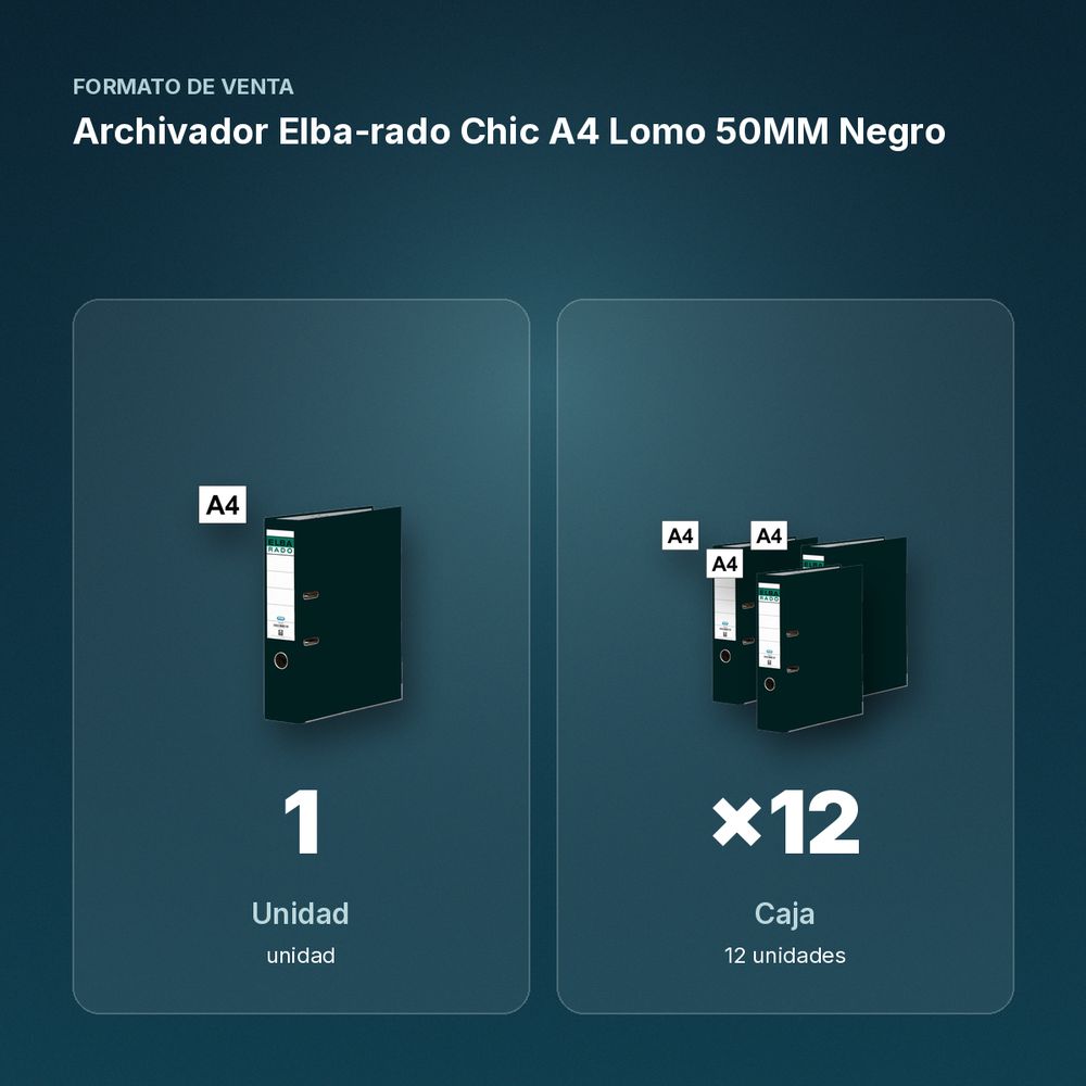 ARCHIVADOR ELBA-RADO CHIC A4 LOMO 50MM NEGRO - formato de venta: caja de 12