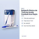 BOLÍGRAFO BÁSICO DE TINTA DE ACEITE COREBALL AZUL RAYLU - características principales