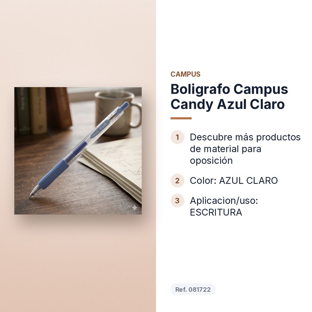 BOLIGRAFO CAMPUS CANDY AZUL CLARO - características principales