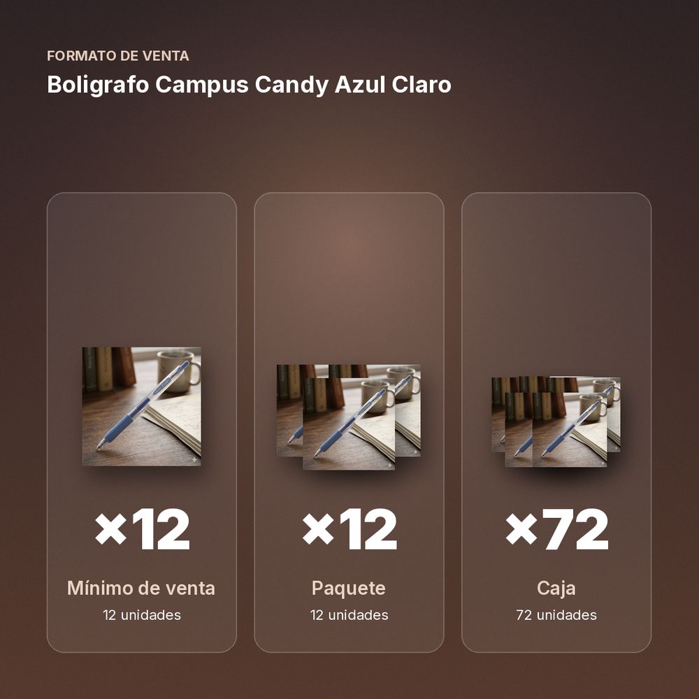 BOLIGRAFO CAMPUS CANDY AZUL CLARO - formato de venta: paquete de 12, caja de 72