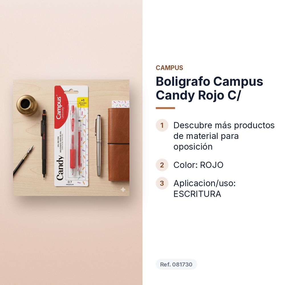 BOLIGRAFO CAMPUS CANDY ROJO C/ - características principales