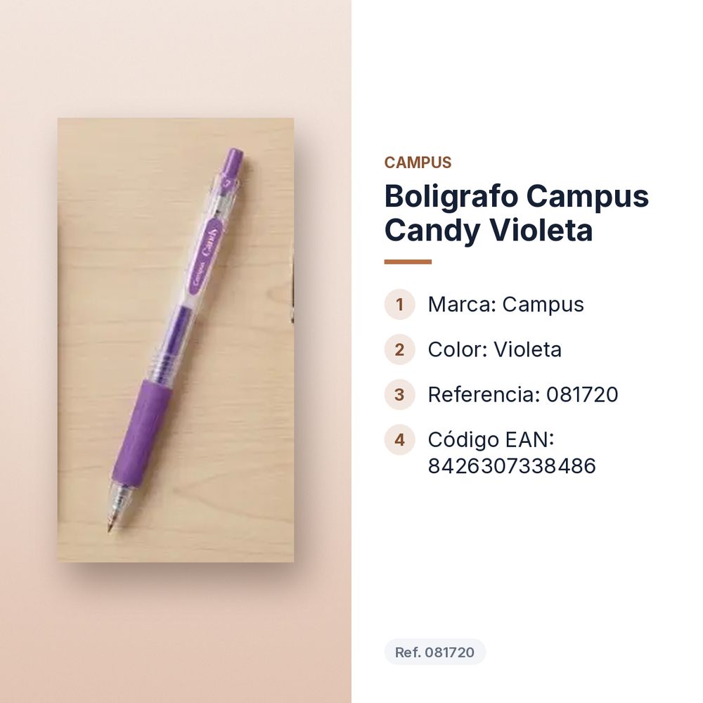 BOLIGRAFO CAMPUS CANDY VIOLETA - características principales