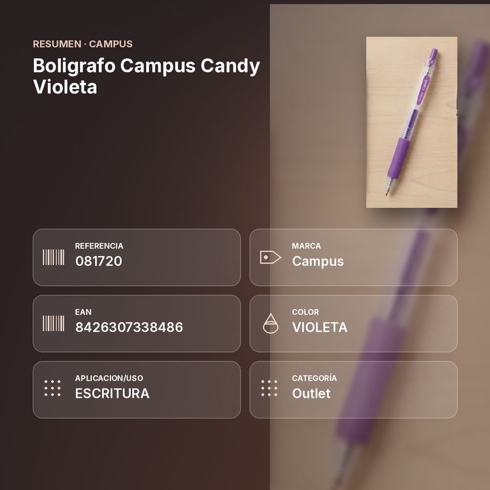 BOLIGRAFO CAMPUS CANDY VIOLETA - resumen de atributos