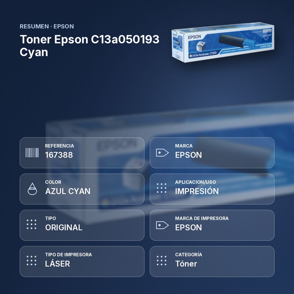 TONER EPSON C13A050193 CYAN - resumen de atributos