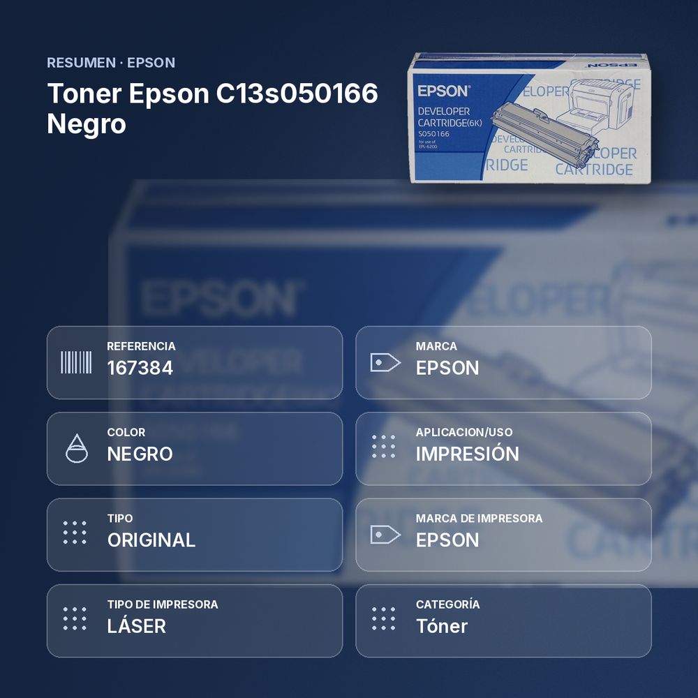 TONER EPSON C13S050166 NEGRO  - resumen de atributos