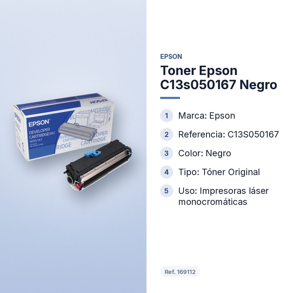 TONER EPSON C13S050167 NEGRO  - características principales