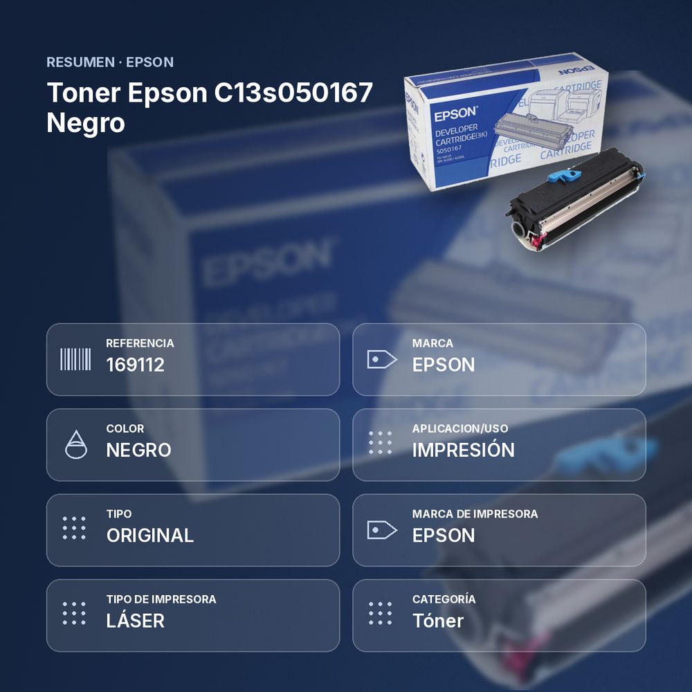 TONER EPSON C13S050167 NEGRO  - resumen de atributos