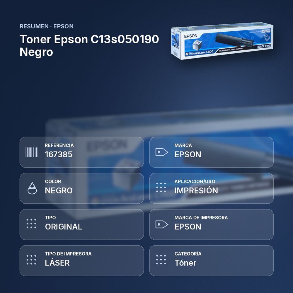 TONER EPSON C13S050190 NEGRO - resumen de atributos
