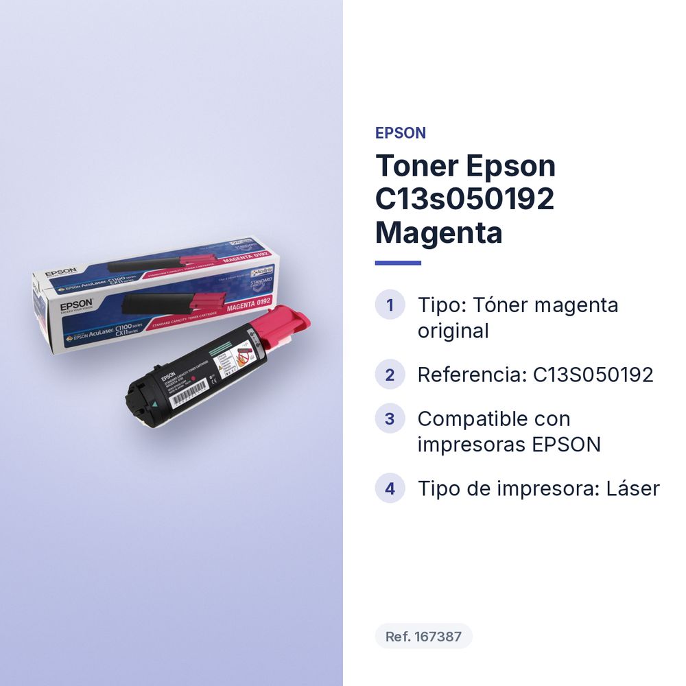 TONER EPSON C13S050192 MAGENTA  - características principales