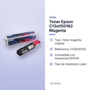 TONER EPSON C13S050192 MAGENTA  - características principales