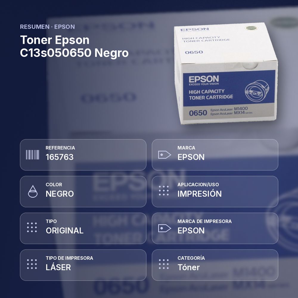 TONER EPSON C13S050650 NEGRO - resumen de atributos