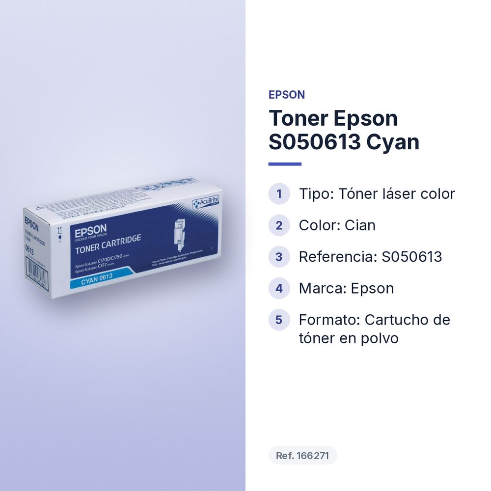 TONER EPSON S050613 CYAN - características principales