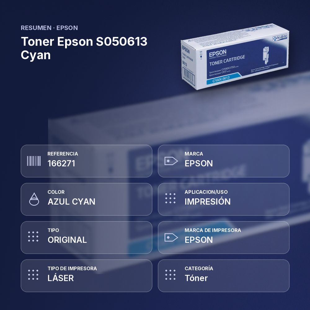 TONER EPSON S050613 CYAN - resumen de atributos