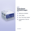 TONER EPSON S050652 NEGRO - características principales