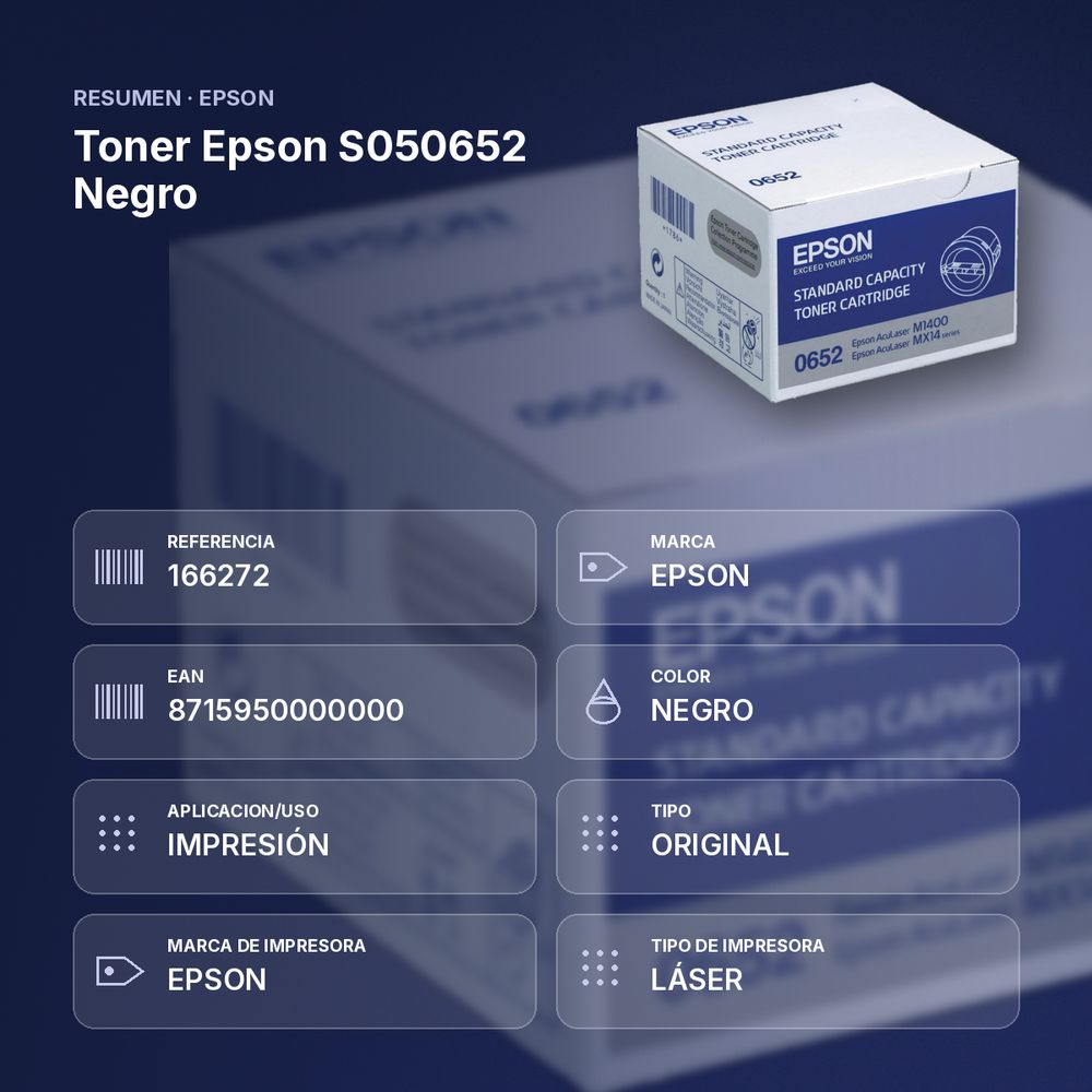 TONER EPSON S050652 NEGRO - resumen de atributos