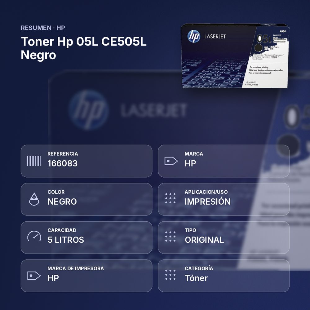 TONER HP 05L CE505L NEGRO - resumen de atributos