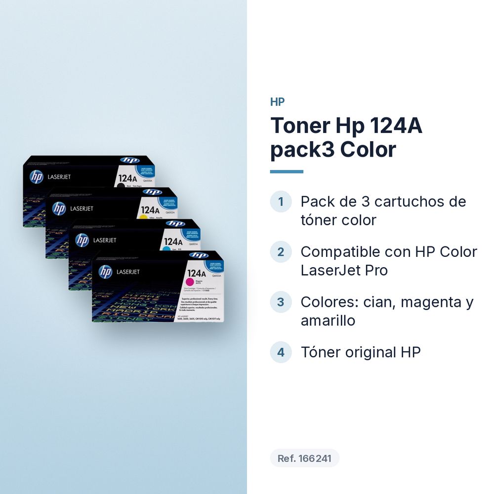 TONER HP 124A PACK3 COLOR  - características principales