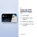 TONER HP 124A Q6000A NEGRO - características principales