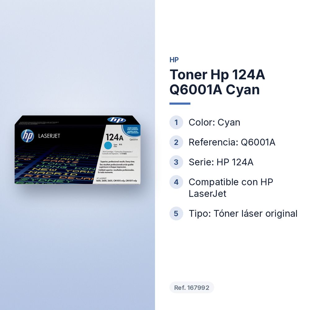 TONER HP 124A Q6001A CYAN - características principales