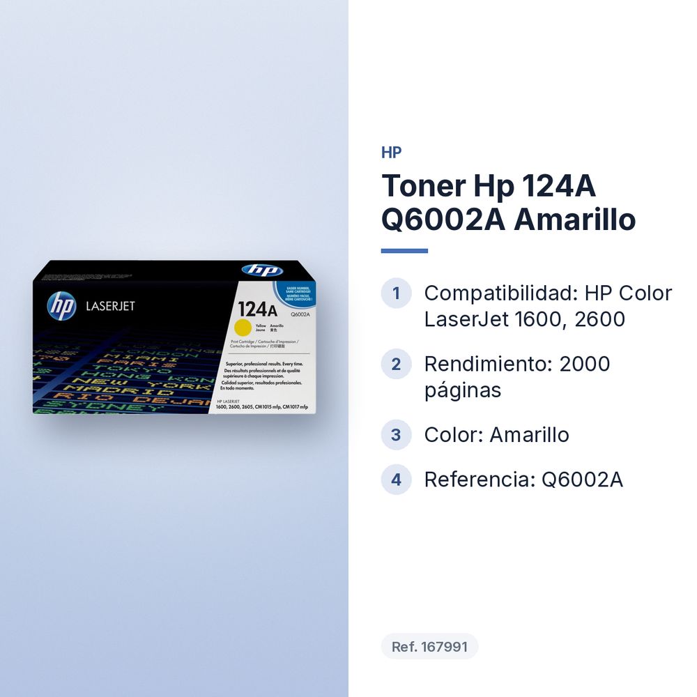 TONER HP 124A Q6002A AMARILLO - características principales