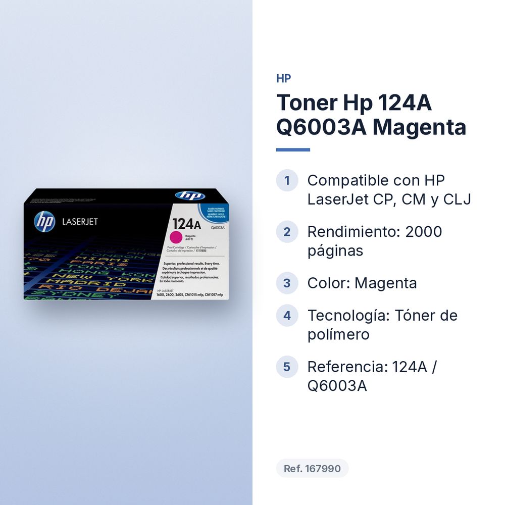 TONER HP 124A Q6003A MAGENTA - características principales