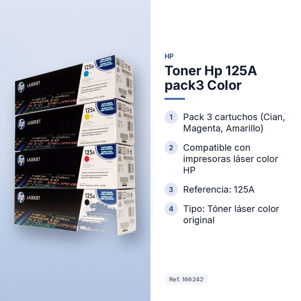TONER HP 125A PACK3 COLOR - características principales