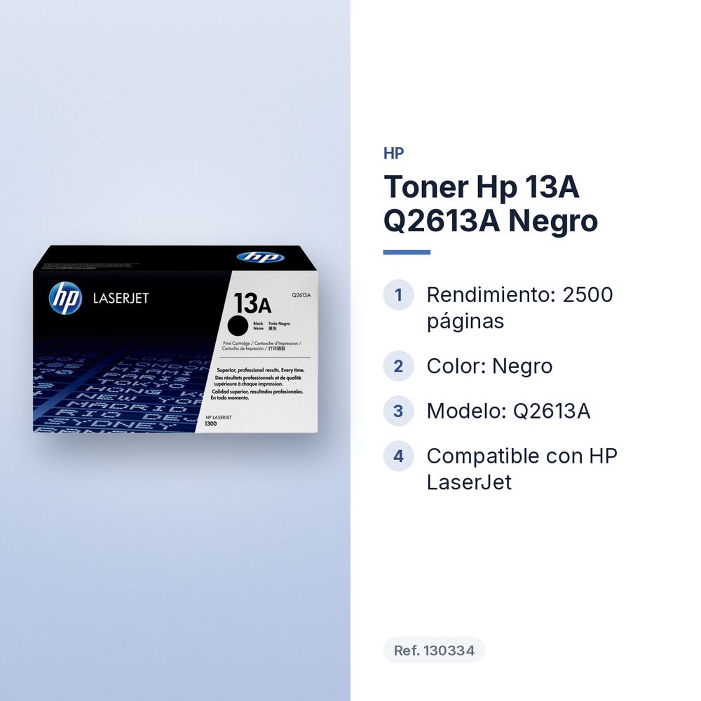 TONER HP 13A Q2613A NEGRO - características principales