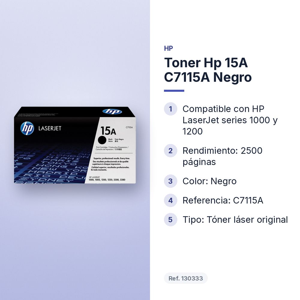 TONER HP 15A C7115A NEGRO - características principales