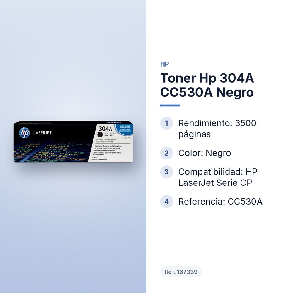TONER HP 304A CC530A NEGRO - características principales
