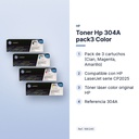 TONER HP 304A PACK3 COLOR - características principales