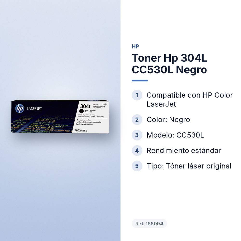 TONER HP 304L CC530L NEGRO - características principales