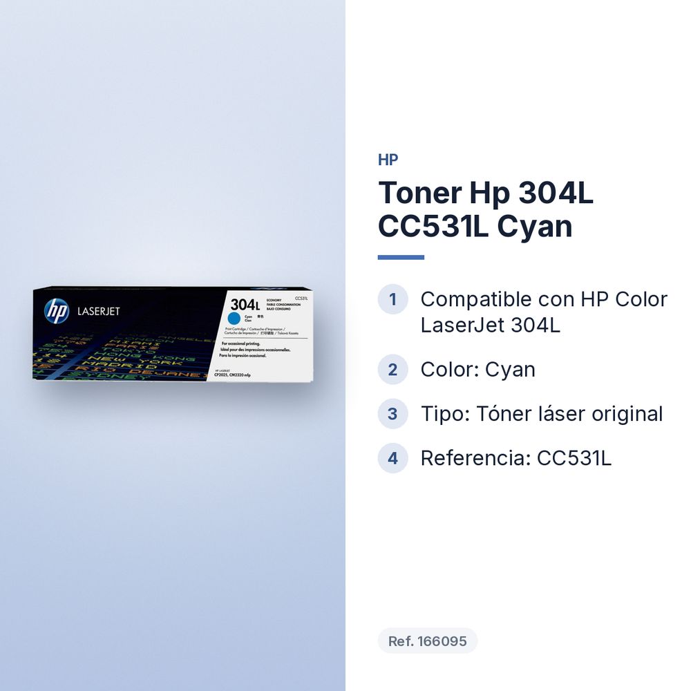 TONER HP 304L CC531L CYAN - características principales