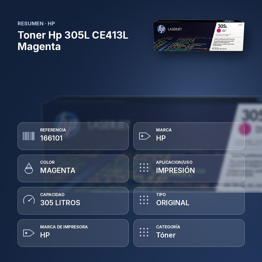 TONER HP 305L CE413L MAGENTA - resumen de atributos