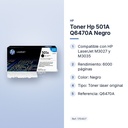 TONER HP 501A Q6470A NEGRO - características principales