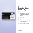 TONER HP 503A Q7581A CYAN - características principales
