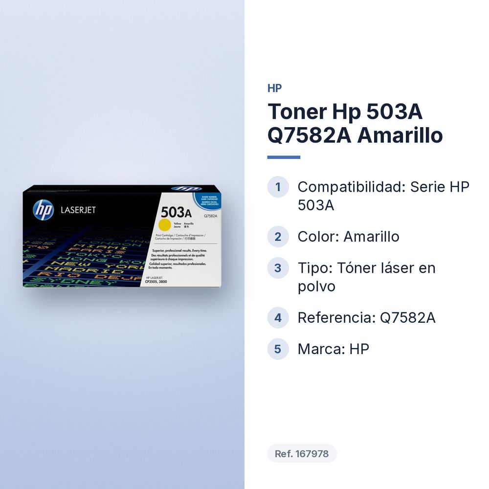 TONER HP 503A Q7582A AMARILLO - características principales