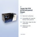 TONER HP 53X Q7553XD PACK2 NEGRO - características principales