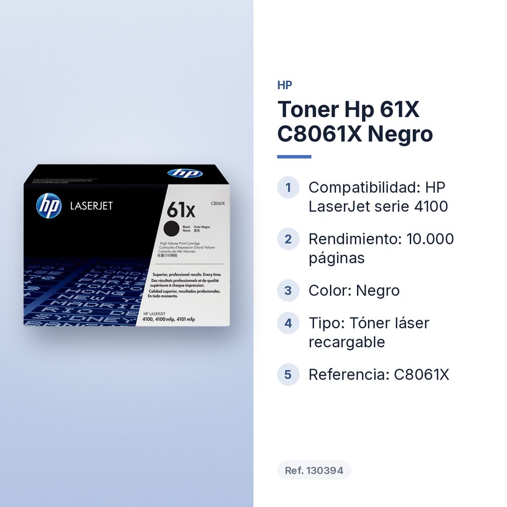 TONER HP 61X C8061X NEGRO  - características principales