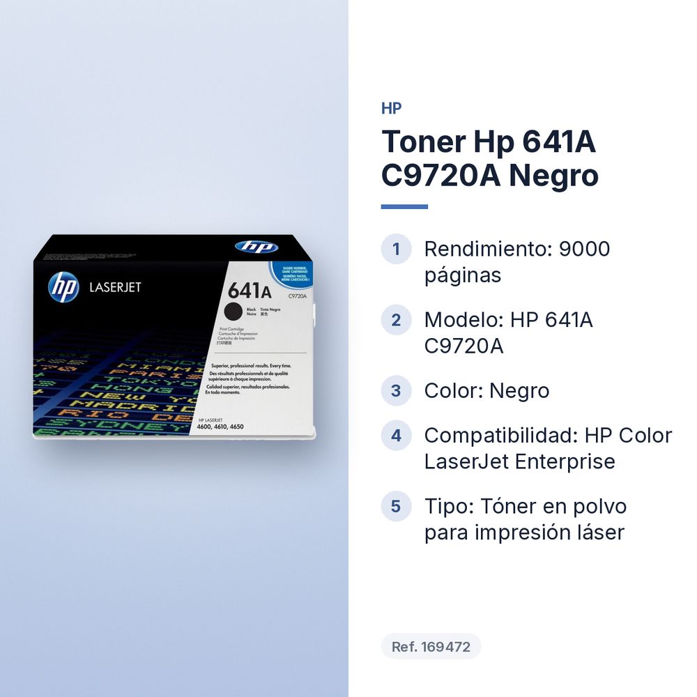 TONER HP 641A C9720A NEGRO  - características principales