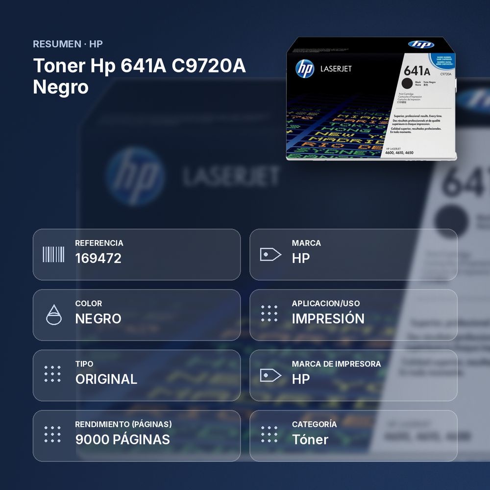 TONER HP 641A C9720A NEGRO  - resumen de atributos