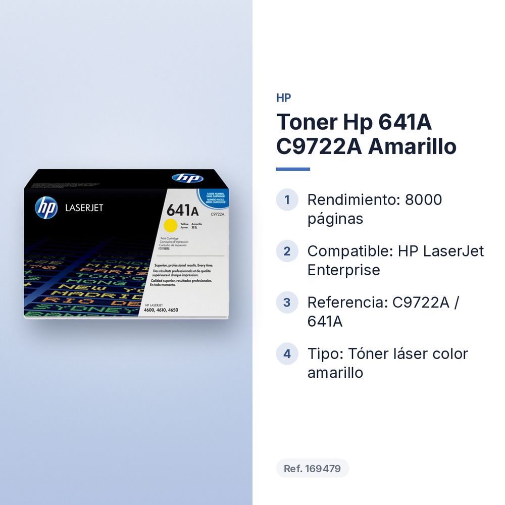 TONER HP 641A C9722A AMARILLO  - características principales