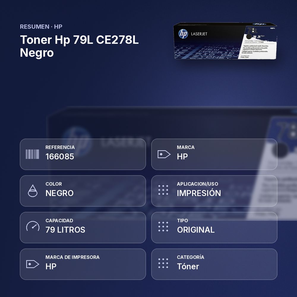 TONER HP 79L CE278L NEGRO - resumen de atributos