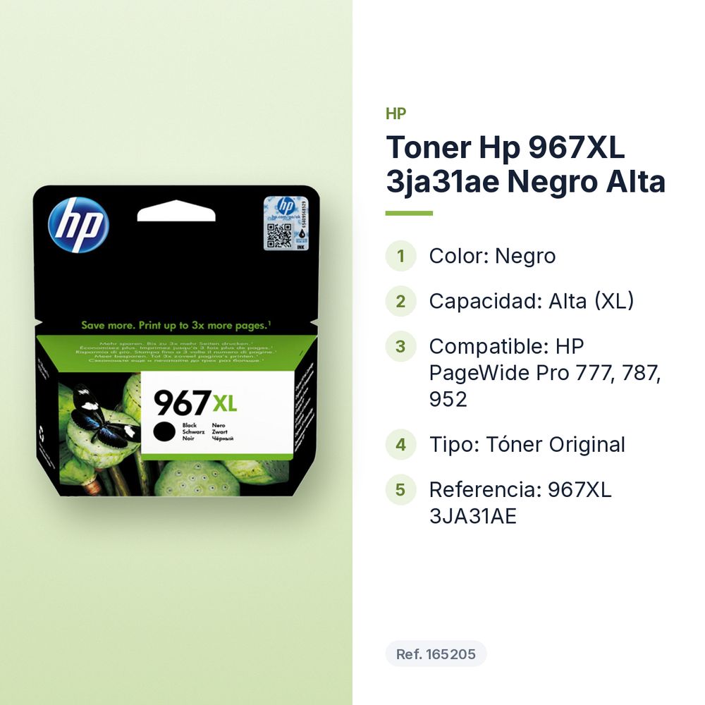 TONER HP 967XL 3JA31AE NEGRO ALTA - características principales