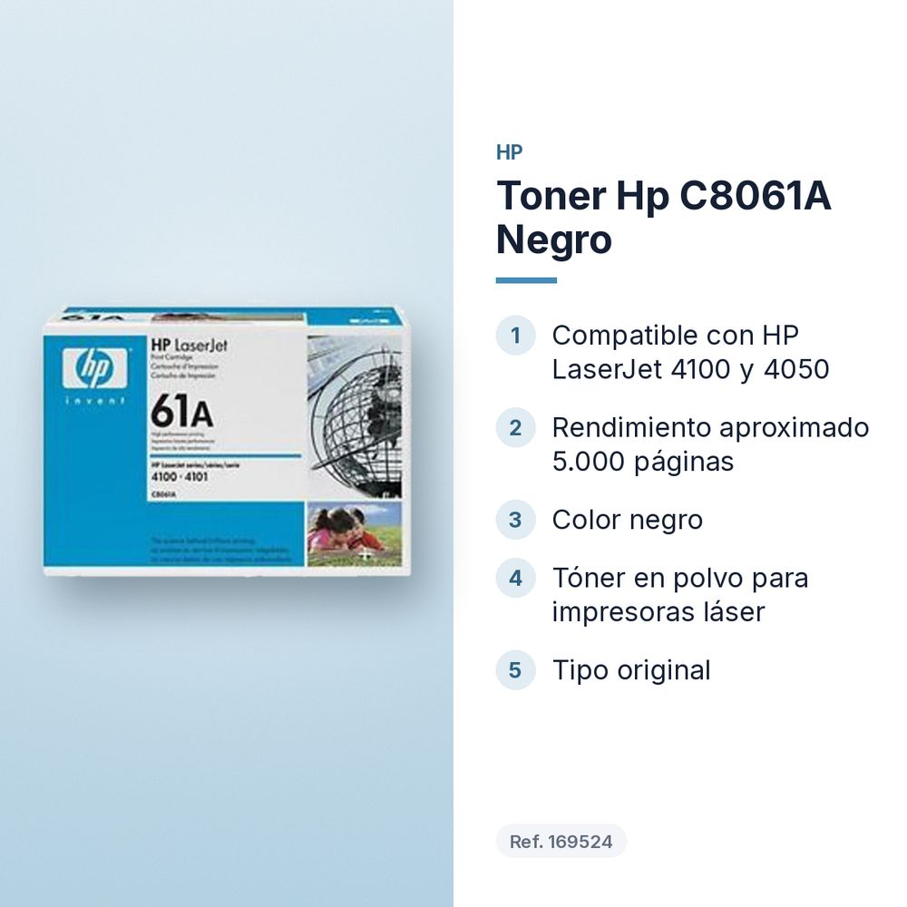 TONER HP C8061A NEGRO - características principales