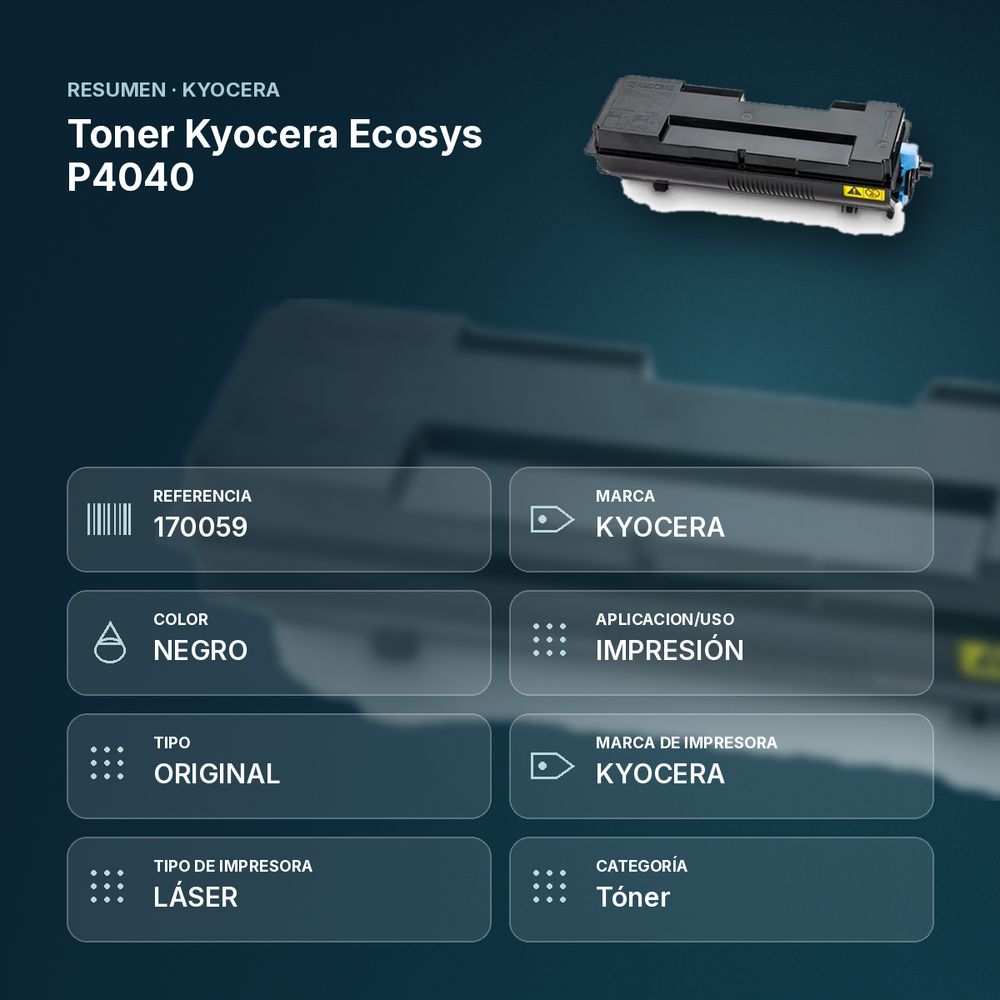 TONER KYOCERA ECOSYS P4040 - resumen de atributos